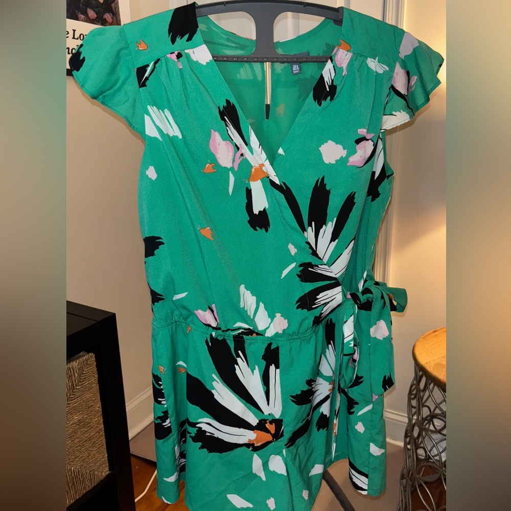 Elegant Green Floral Romper